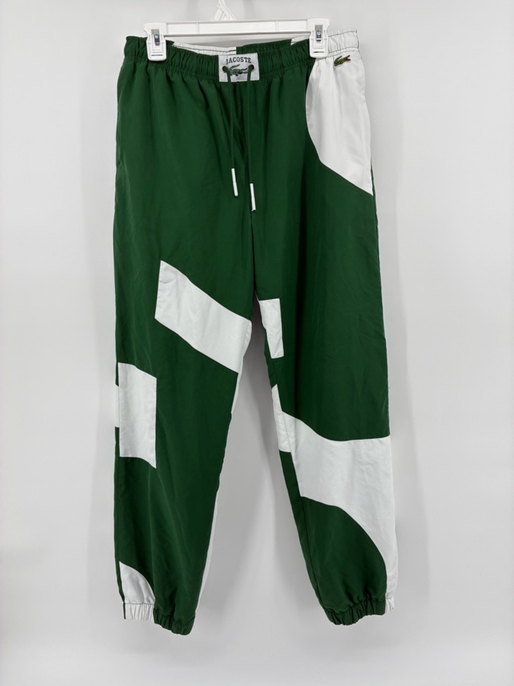 Lacoste Men's Green and White Colorblock Jogger Pants